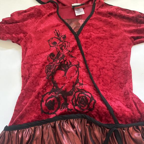 Halloween Costume Velvet Hooded Devil Dress Kids Girls Small Dress Up - Picture 4 of 11